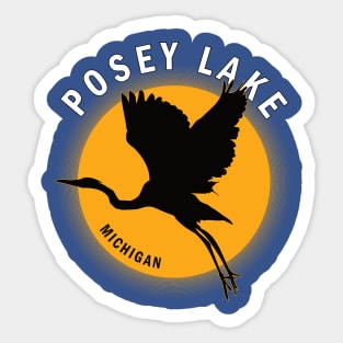 Posey Lake in Michigan Heron Sunrise Sticker